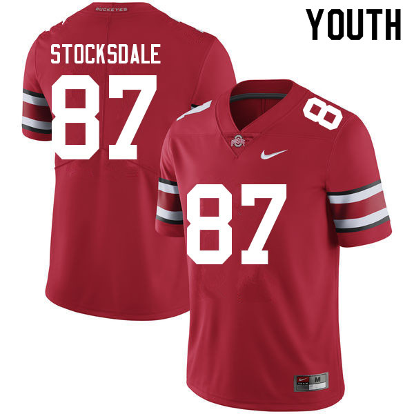 Ohio State Buckeyes Reis Stocksdale Youth #87 Red Authentic Stitched College Football Jersey